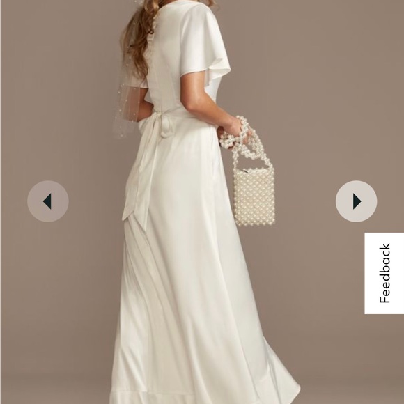 COPY - Davids Bridal DB Studio Flutter Sleeve Stretch Satin Dress with Ruffle H… - Picture 7 of 7